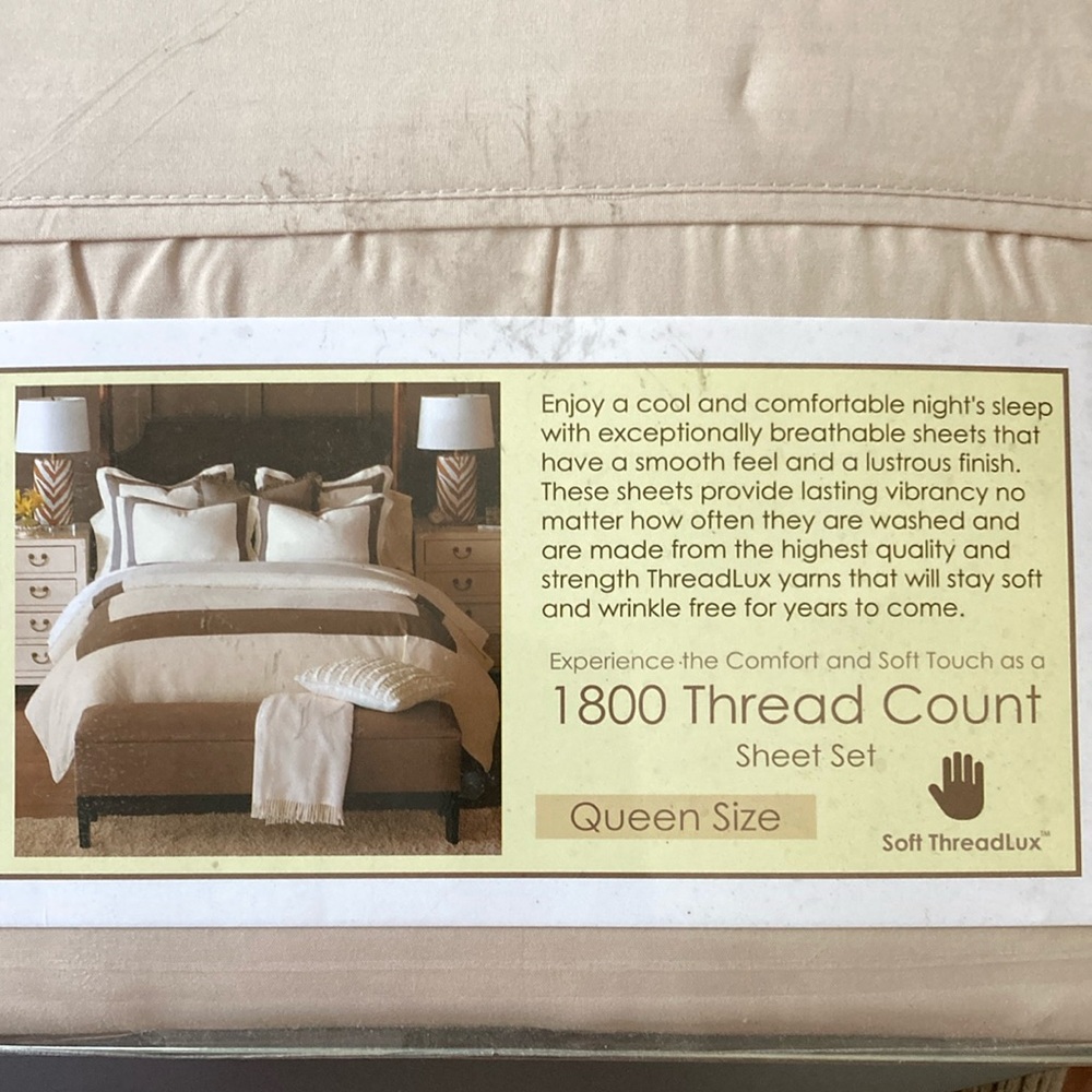 1800 Thread Count Queen Sheet Set - Tan
